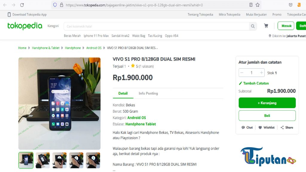 Harga VIVO S1 PRO Ram 8 & 128 GB - Daftar HP RAM 8gb dibawah 2 juta - TribunLiputan