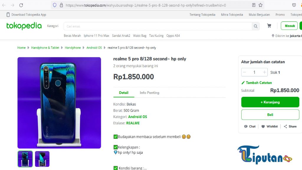 Harga realme 5 pro Ram 8 & 128 GB - Daftar HP RAM 8gb dibawah 2 juta - TribunLiputan