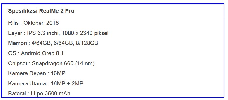 Spesifikasi RealMe 2 Pro - Daftar HP RAM 8gb dibawah 2 juta - TribunLiputan
