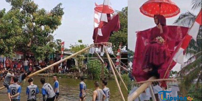 Sosok Janda Muda Berkebaya Merah yang Jadi Rebutan Hadiah Lomba Panjat Pinang di Cianjur