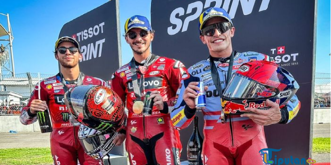 Hasil Sprint MotoGP Indonesia 2024: Pecco Bagnaia Juara, Bezzecchi Sial, Jorge Martin Lebih Apes